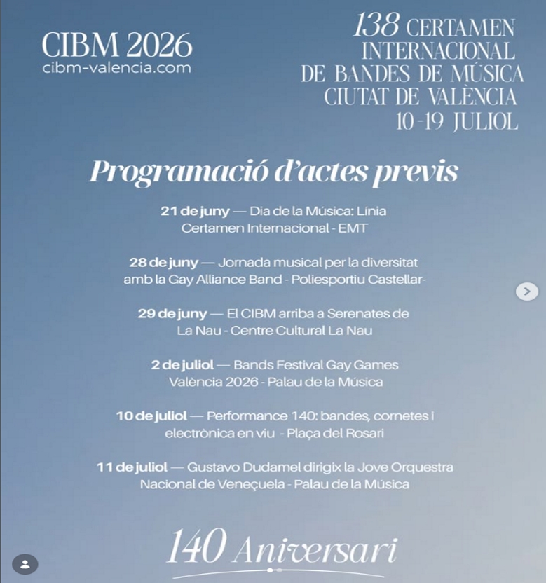 138 CIBM -CERTAMEN INTERNACIONAL BANDES MUSICA  CIUTAT DE VALENCIA
