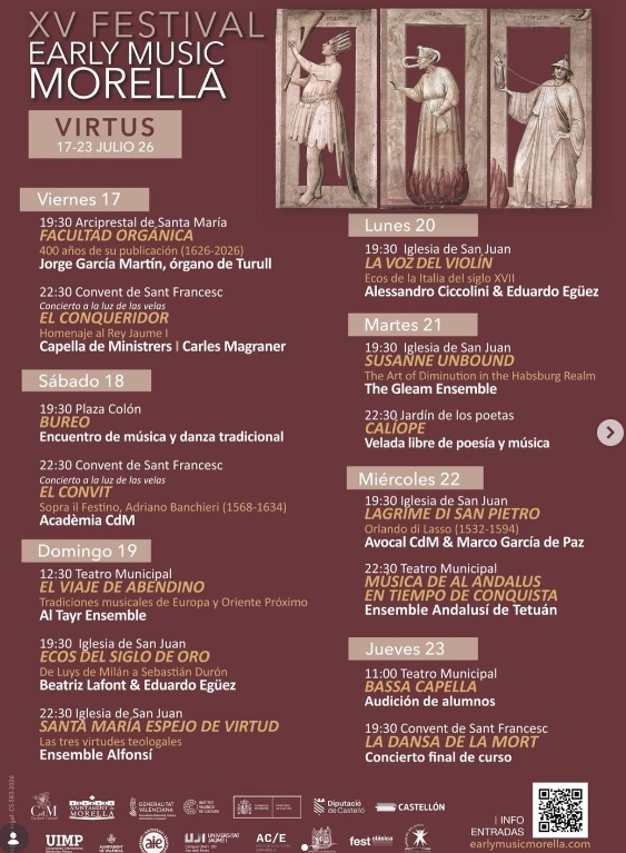 XV FESTIVAL EARLY MUSIC - TALLERES -  MUSICA ANTIGUA