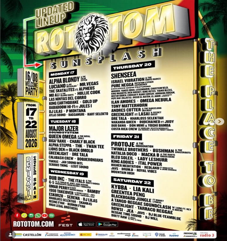 ROTOTOM SUNSPLASH - FESTIVAL MUSICA REGGAE
