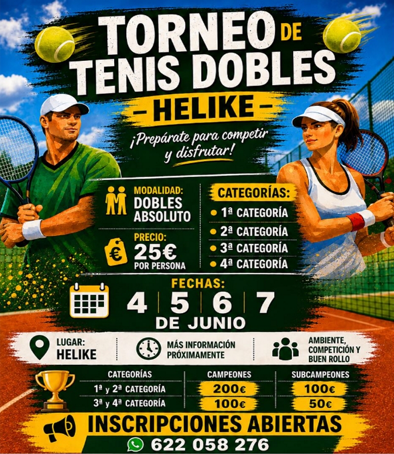 TORNEO DE TENIS DOBLES - HELIKE