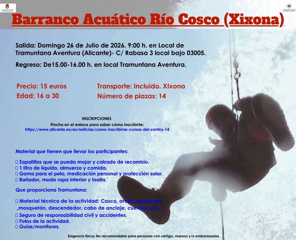 Jornada Multiaventura Barranco Acuático Río Cosco