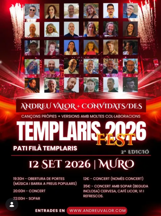ANDREU VALOR - TEMPLARIS FEST 2026  - CONCERT/SOPAR