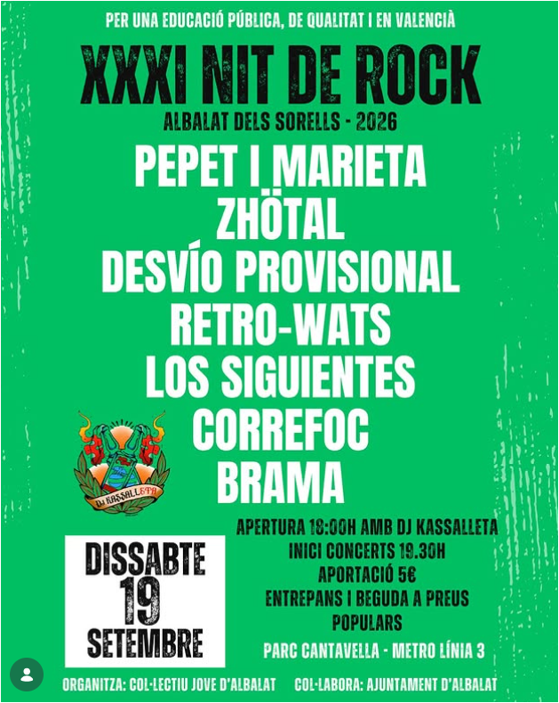 XXXI NIT DE ROCK A ALBALAT DELS SORELLS
