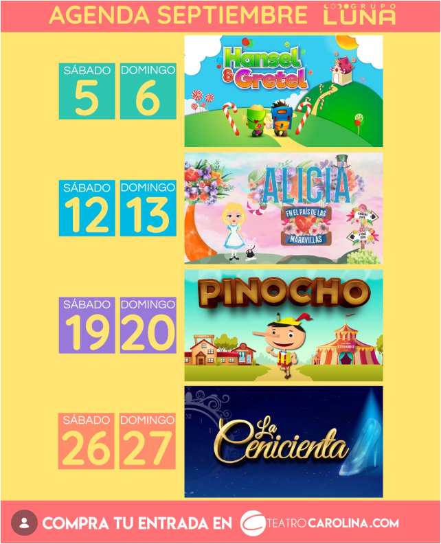 TEATRO CAROLINA PROGRAMACION INFANTIL SEPTIEMBRE
