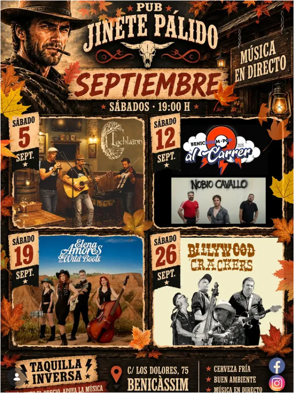 JINETE PALIDO - MUSICA EN DIRECTO - PROGRAMACION SEPTIEMBRE
